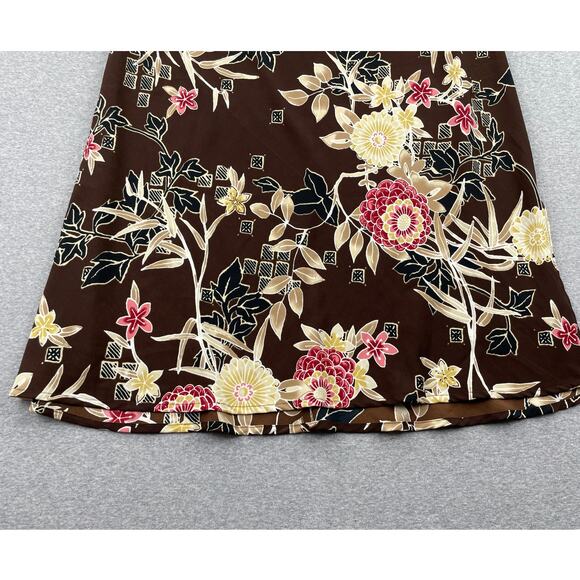 Vintage Kathie Lee Floral Maxi Skirt 14 Brown Pink Fairycore Hippie Grunge 90s - Picture 8 of 13